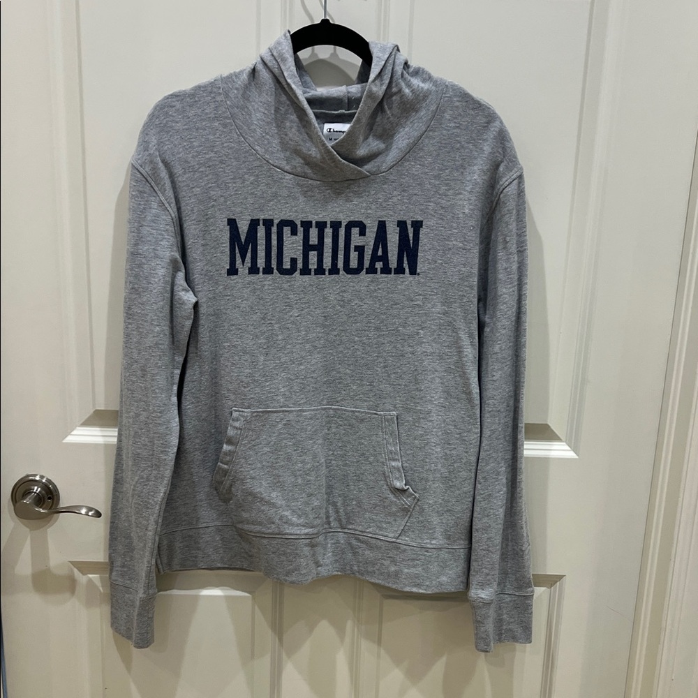 Champion Gray Hoodie with Michigan Print